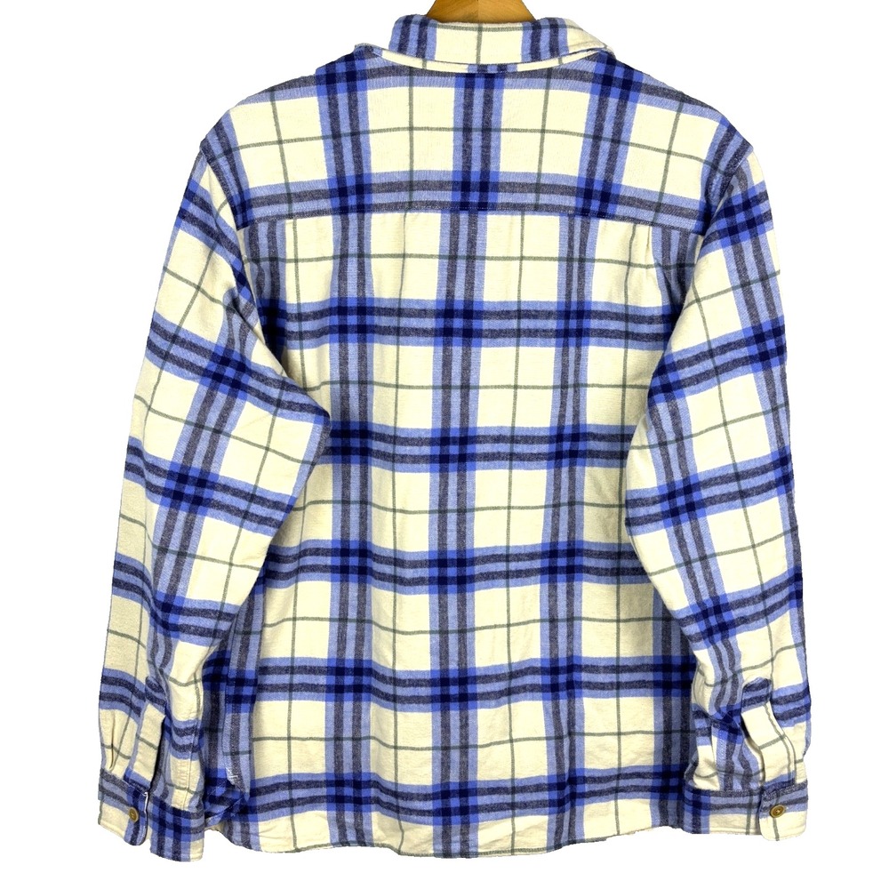 L L Bean 1912 Overshirt Women Heavy Plaid Long Sleeve Flannel‎ Shirt Sz 1X Blue - Picture 3 of 11